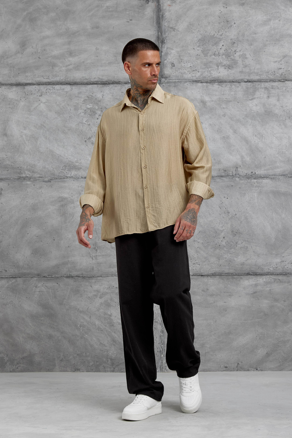 Bej Sülfür Çilek Model Oversize Gömlek