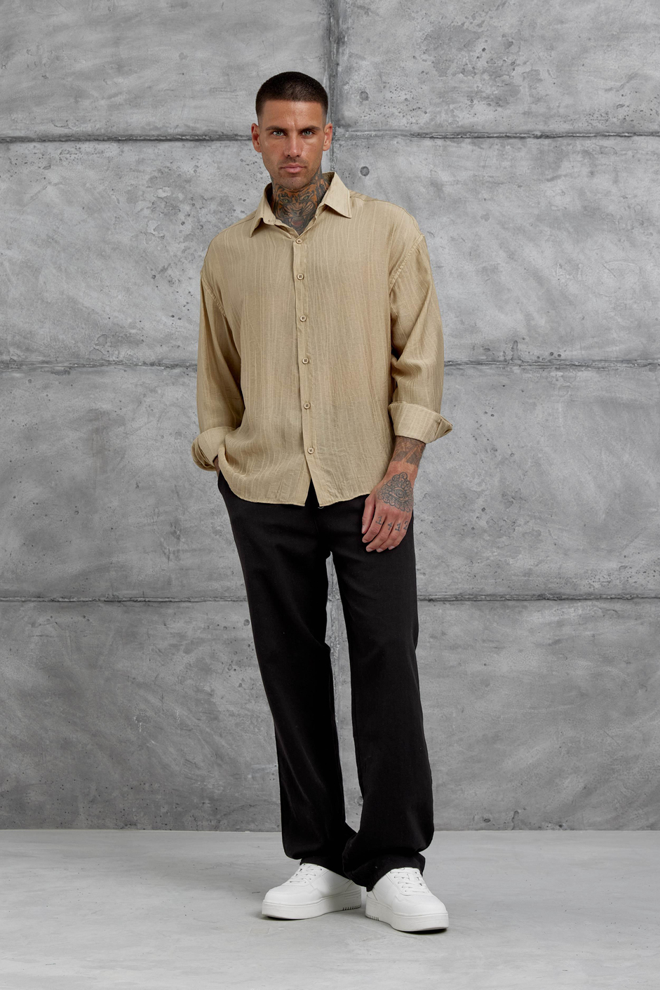 Bej Sülfür Çilek Model Oversize Gömlek