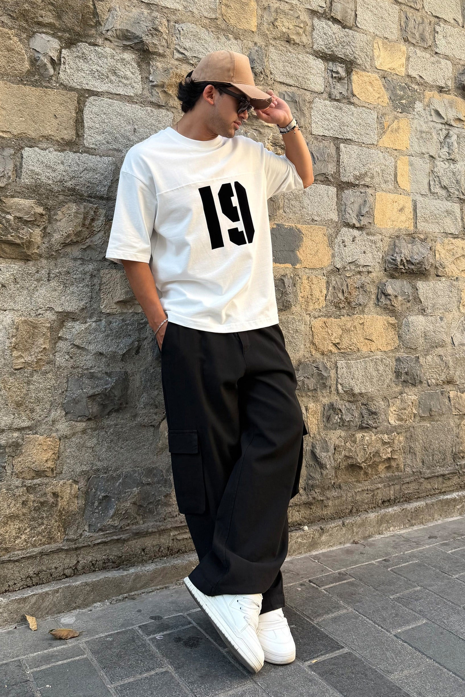 Beyaz 19 BASKILI OVERSIZE TSHIRT