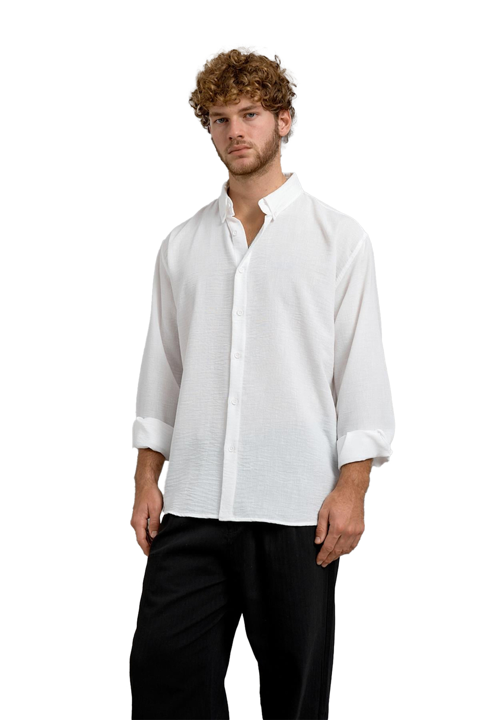Beyaz 251 KETEN OVERSIZE GÖMLEK