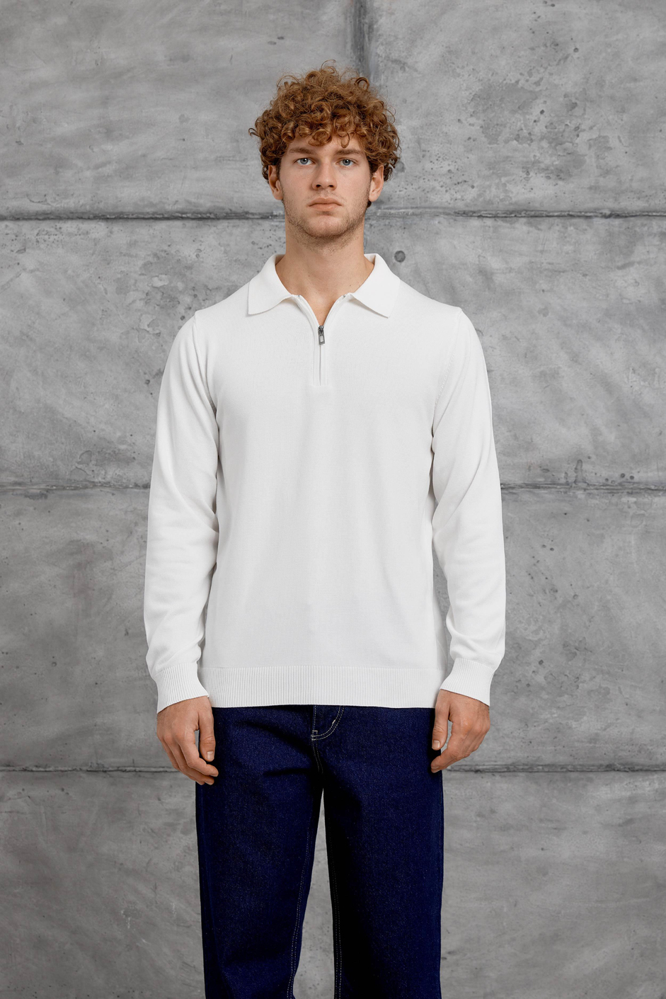 Beyaz 251 YARIM FERMUARLI POLO YAKA BASIC TRIKO