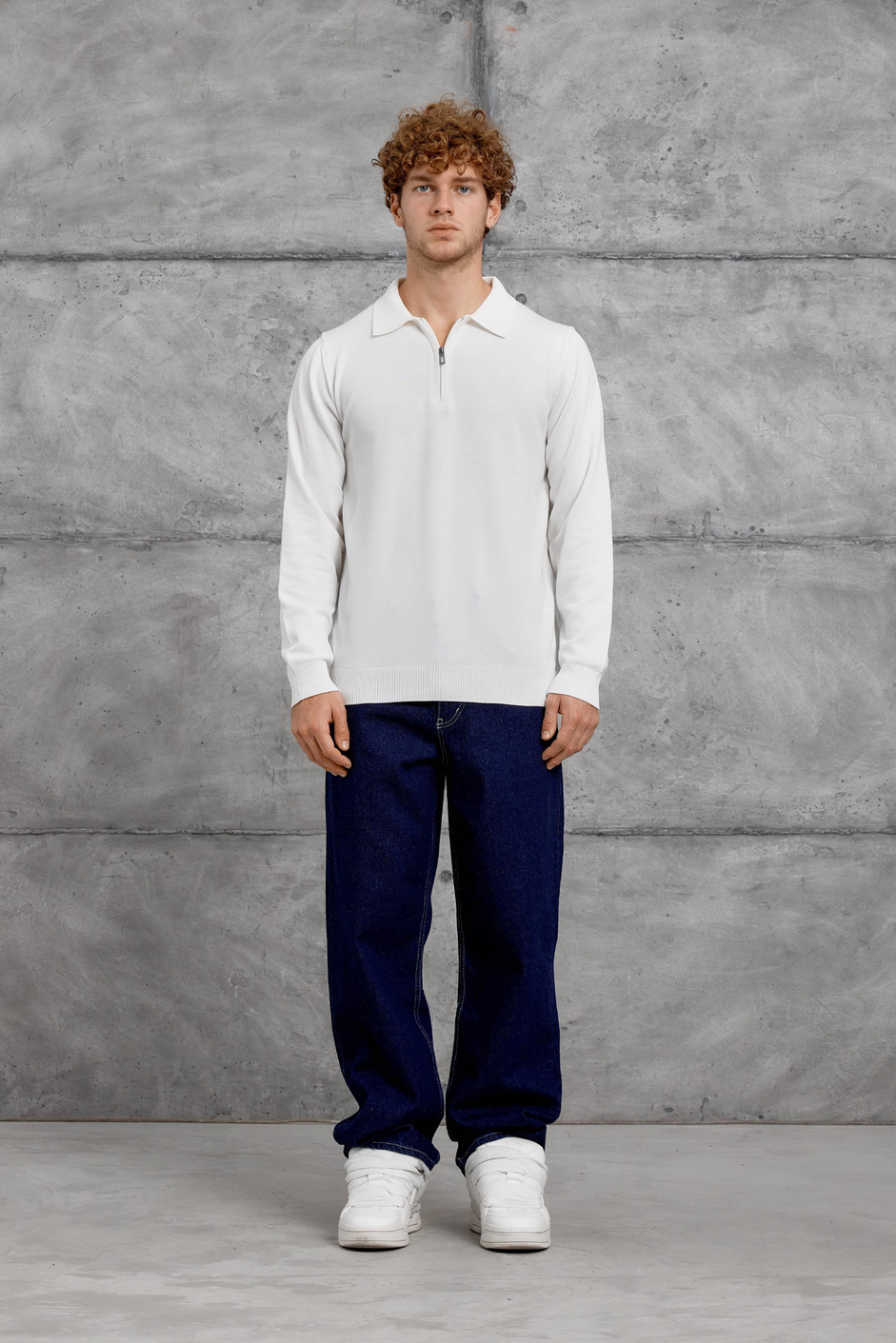 Beyaz 251 YARIM FERMUARLI POLO YAKA BASIC TRIKO
