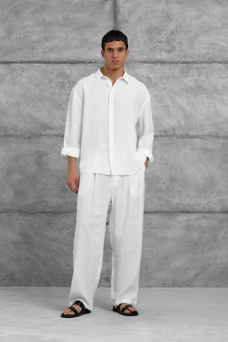 Beyaz 512 Modal Kumaş Oversize Takım Alt Üst