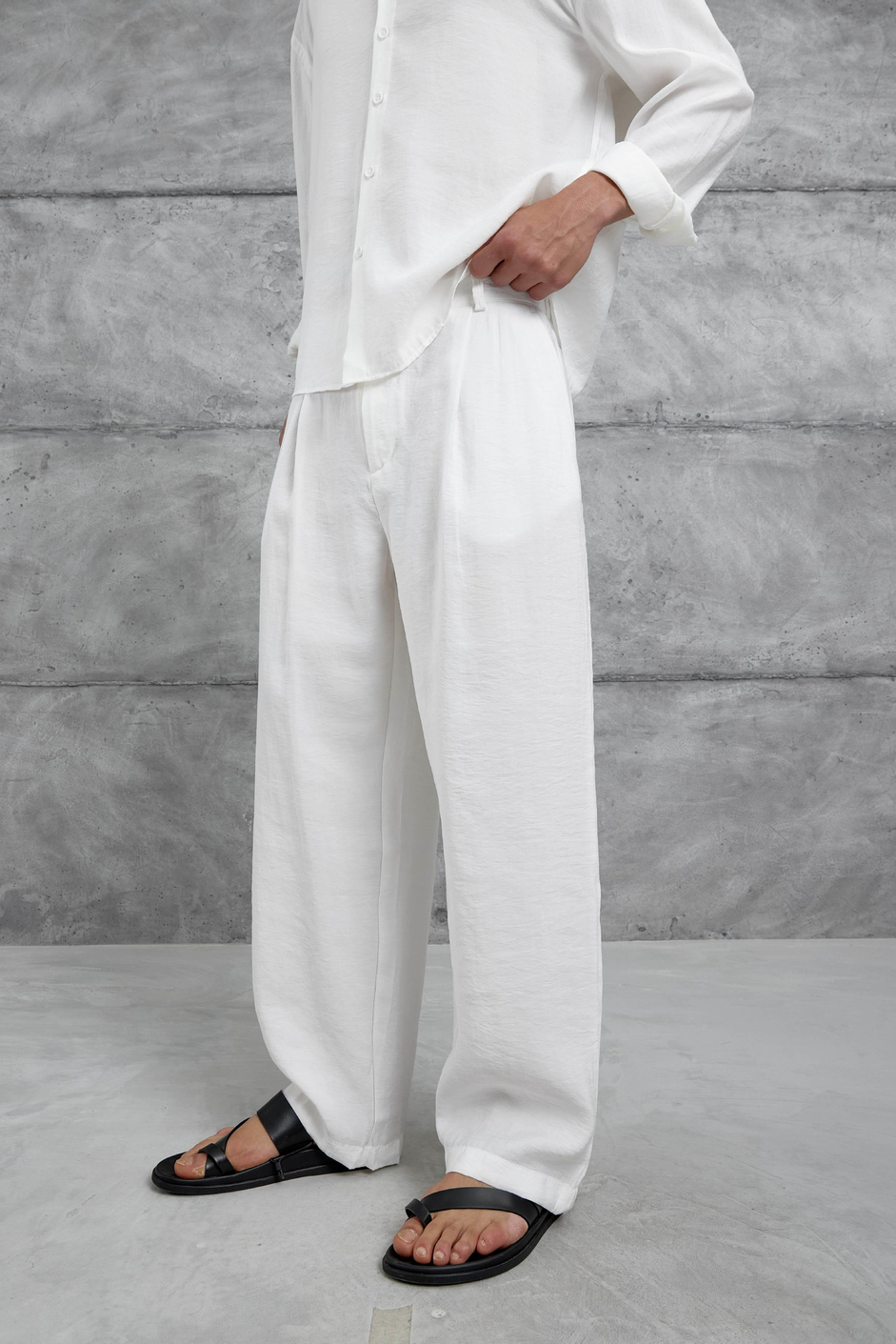 Beyaz 512 Modal Kumaş Oversize Takım Alt Üst