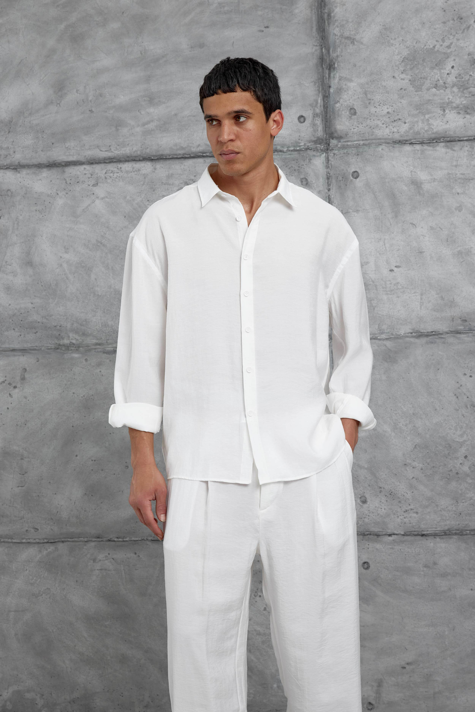 Beyaz 512 Modal Kumaş Oversize Takım Alt Üst