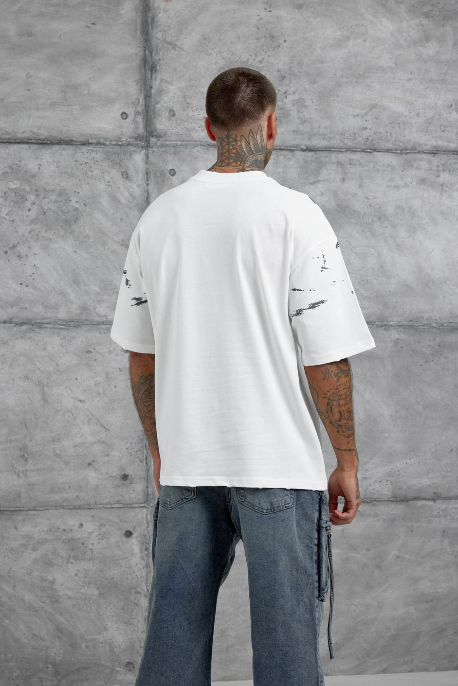 Beyaz Admired Baskılı Oversize Tshirt