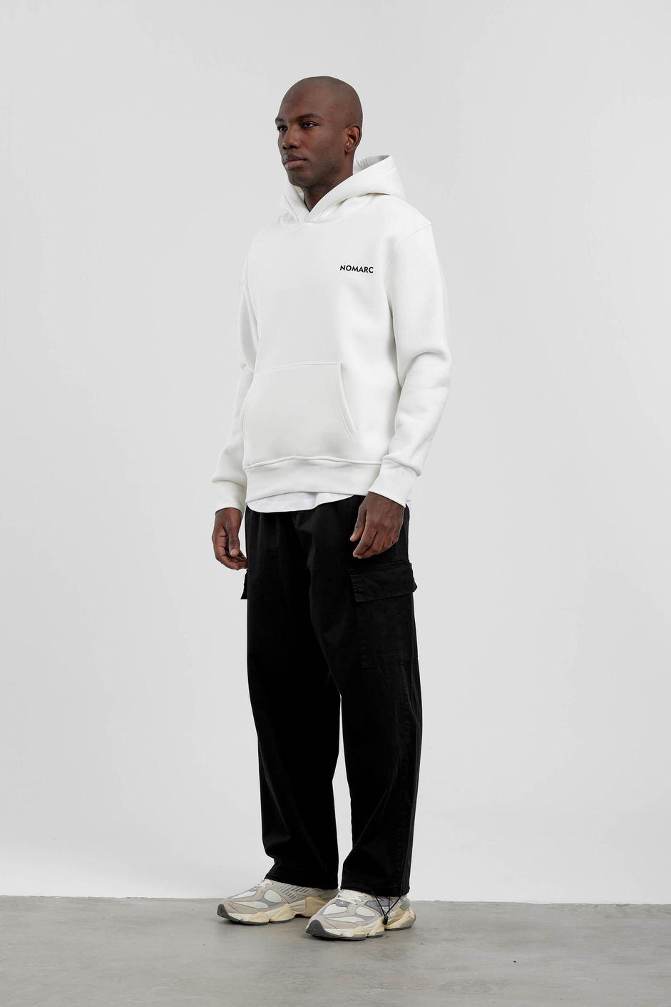 Beyaz Arkası NMRC Yazılı Kapüşonlu Sweatshirt