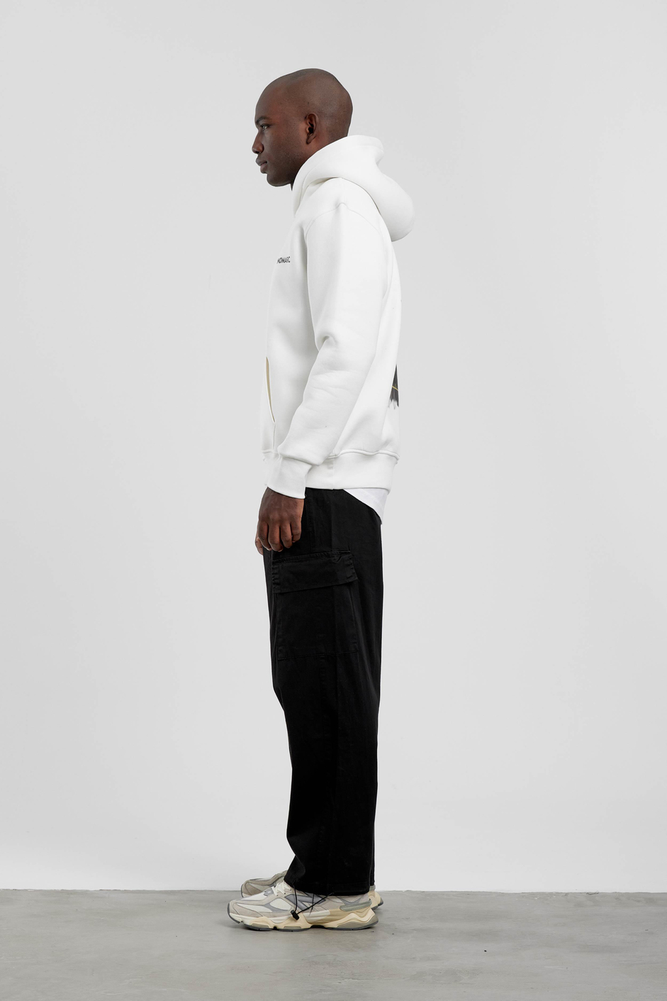 Beyaz Arkası NMRC Yazılı Kapüşonlu Sweatshirt