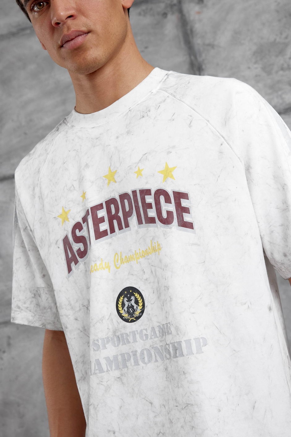 Beyaz Asterpiece Yazılı Oversize Tshirt