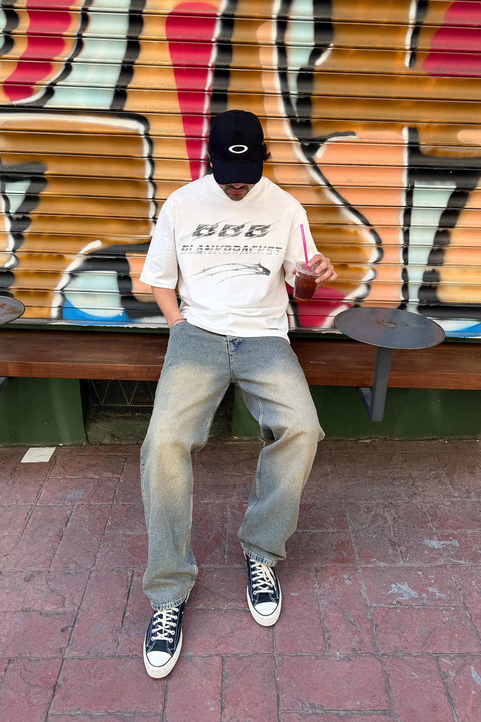 Beyaz BBB BASKI OVERSIZE TSHIRT