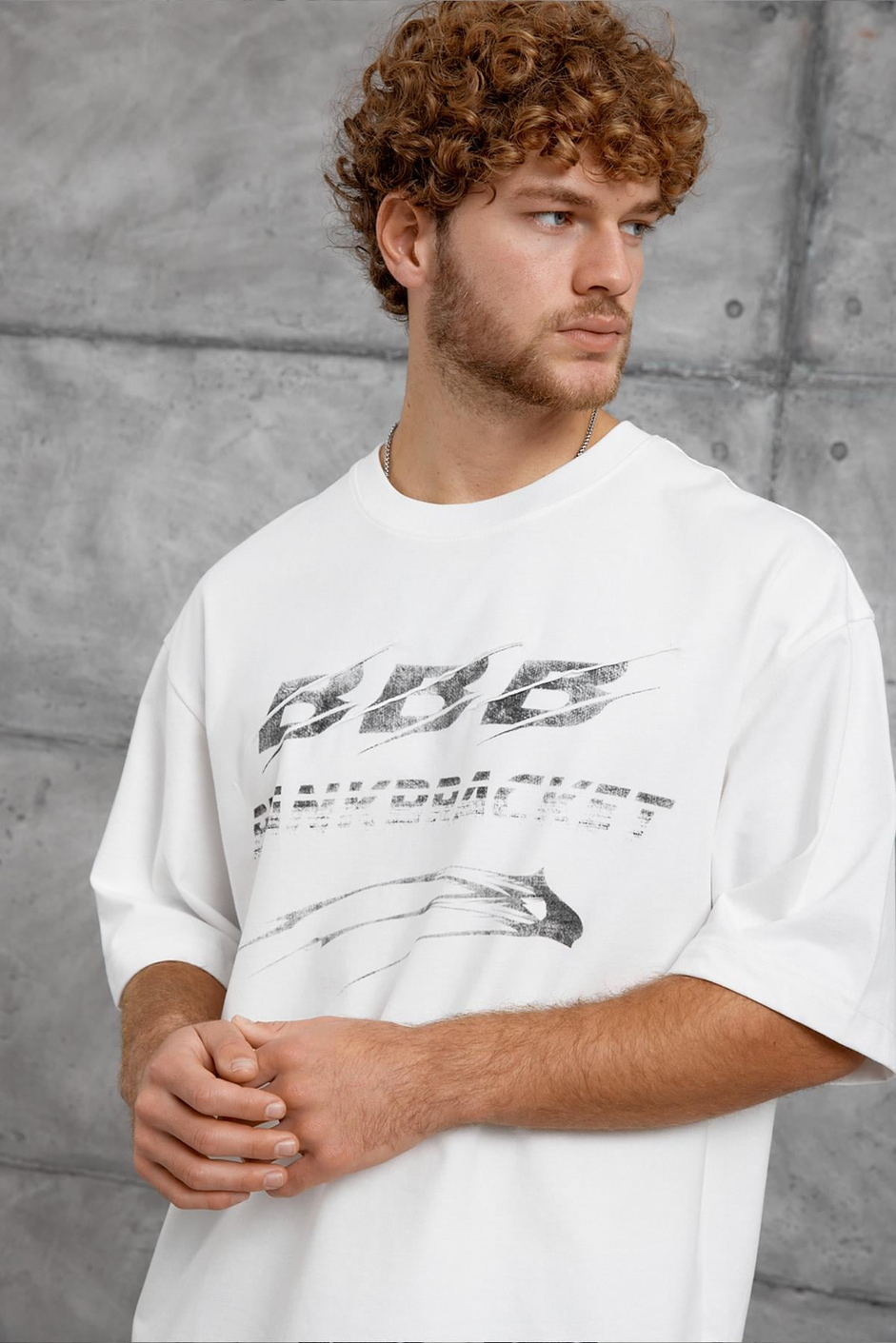 Beyaz BBB BASKI OVERSIZE TSHIRT