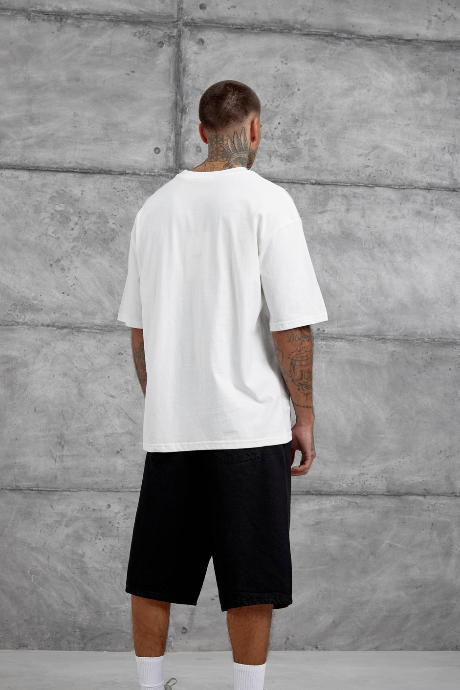 Beyaz Brabus Yazılı Oversize Tshirt