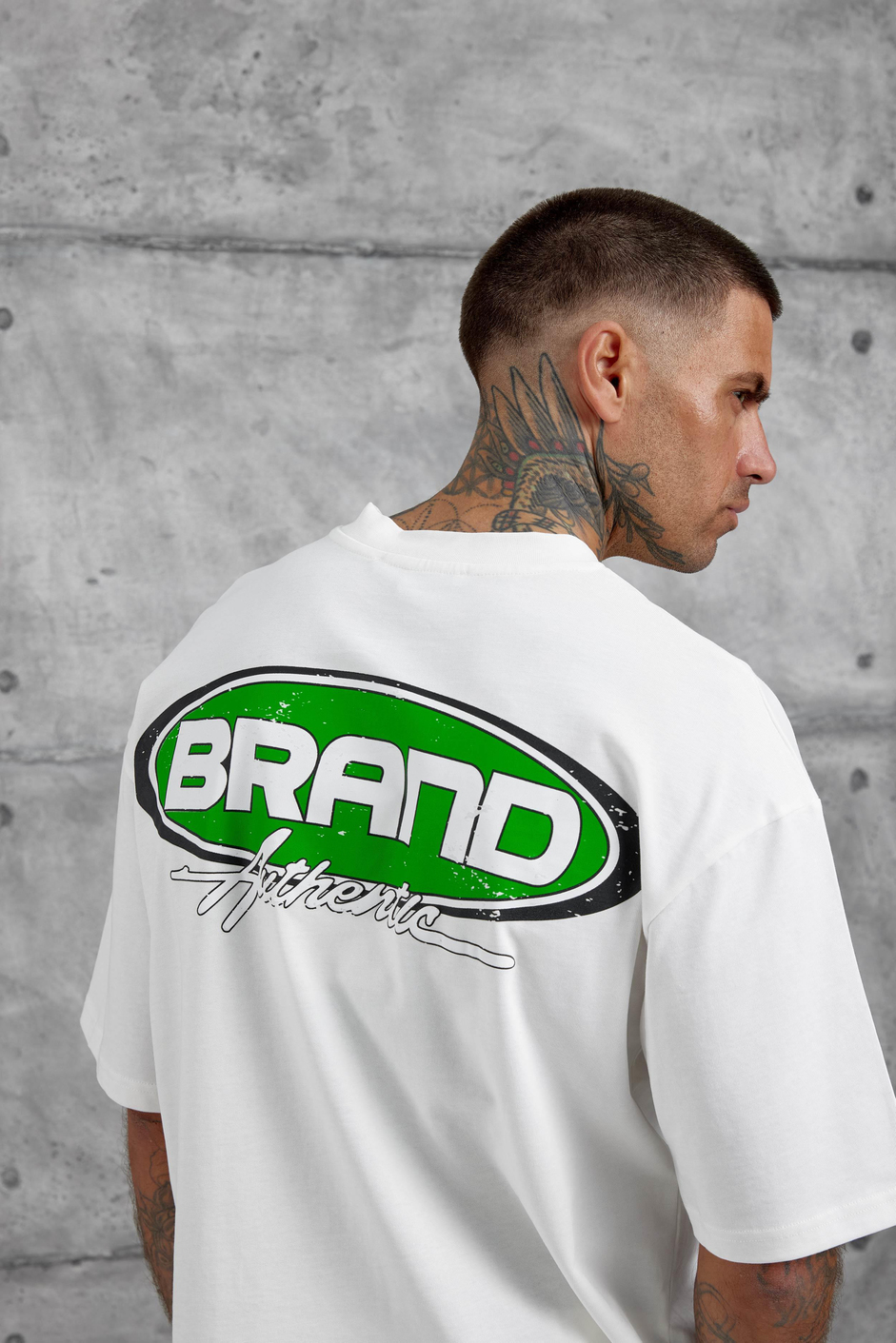 Beyaz Brand Authentic Yazılı Oversize Tshirt