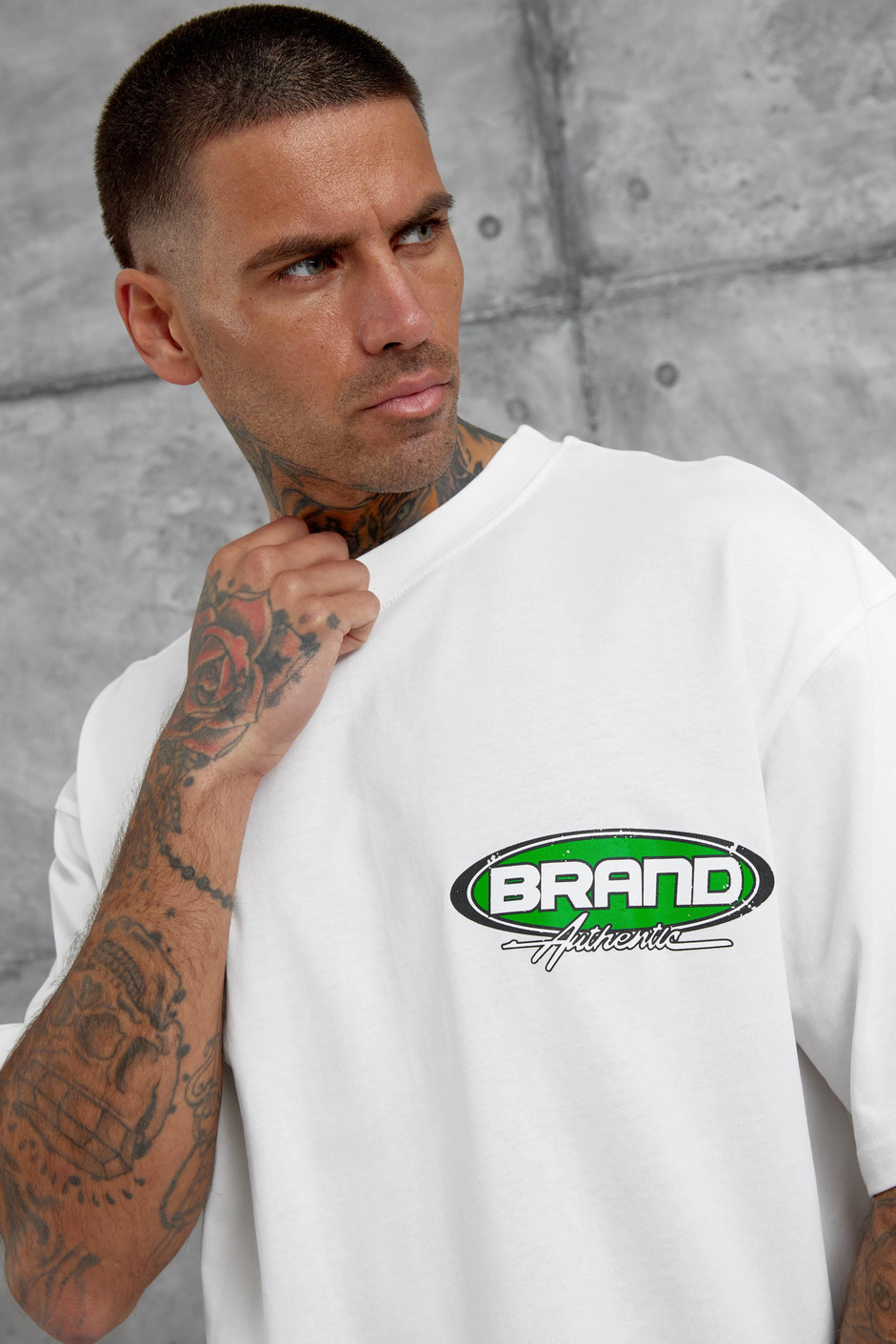 Beyaz Brand Authentic Yazılı Oversize Tshirt