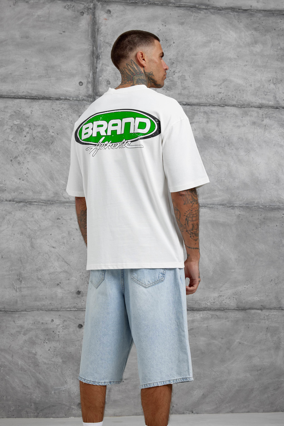 Beyaz Brand Authentic Yazılı Oversize Tshirt