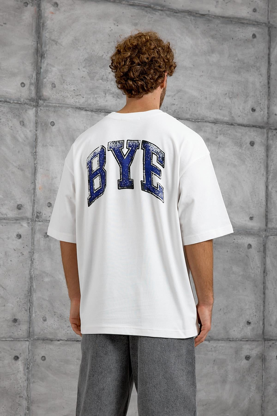Beyaz BYE BASKI OVERSIZE TSHIRT