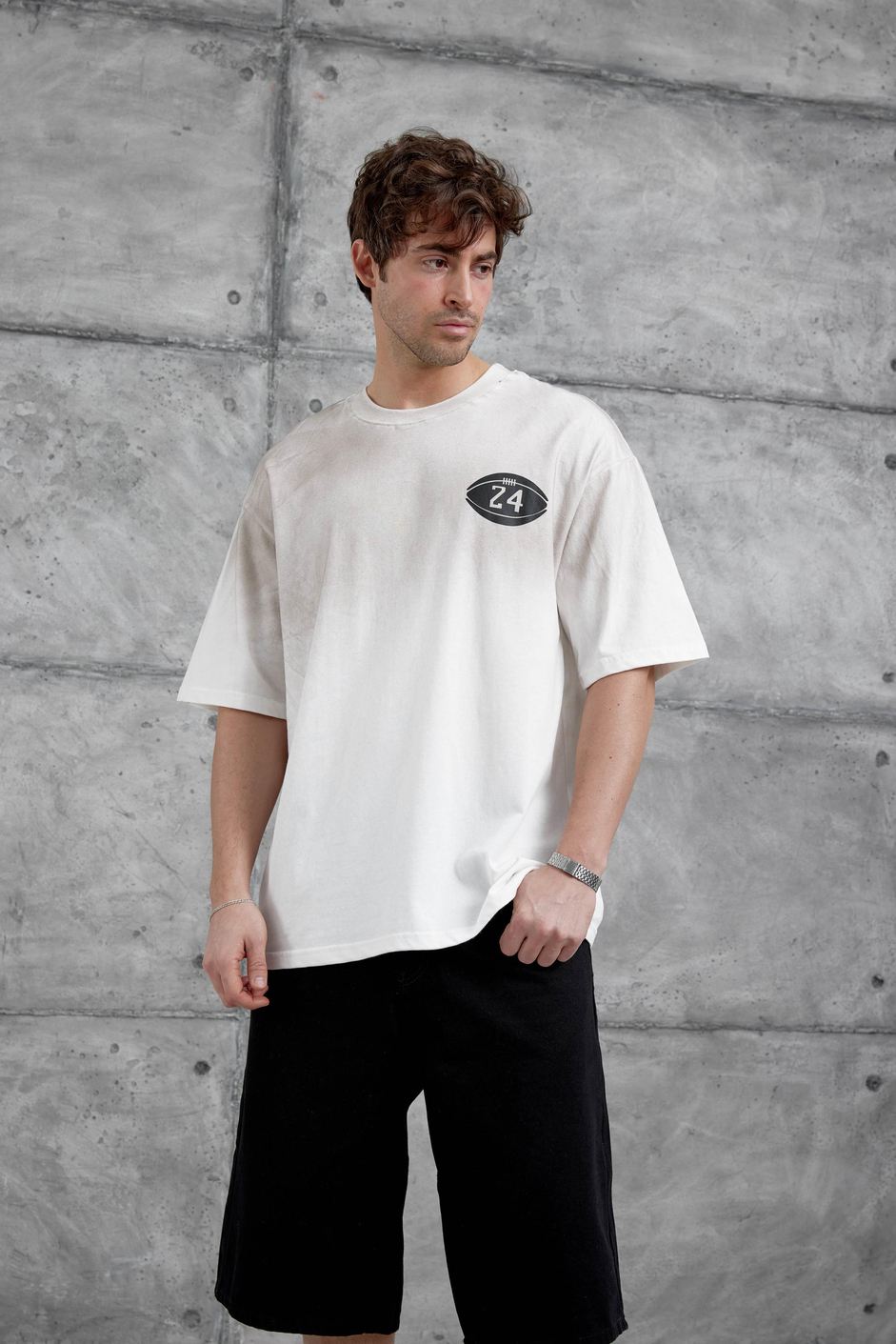 Beyaz Canfield Card Yazılı Oversize Tshirt