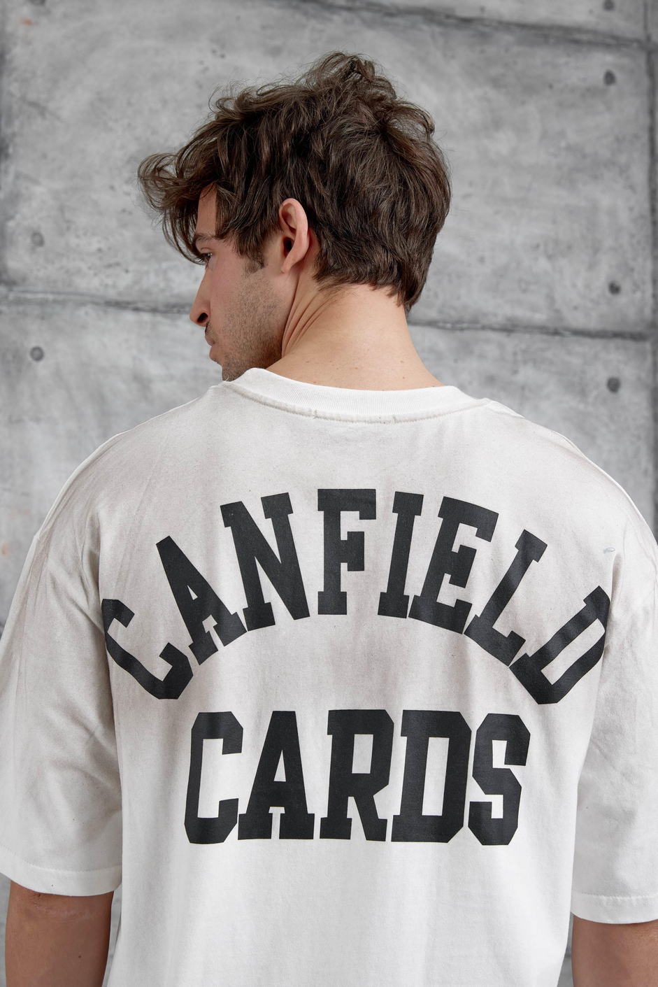 Beyaz Canfield Card Yazılı Oversize Tshirt