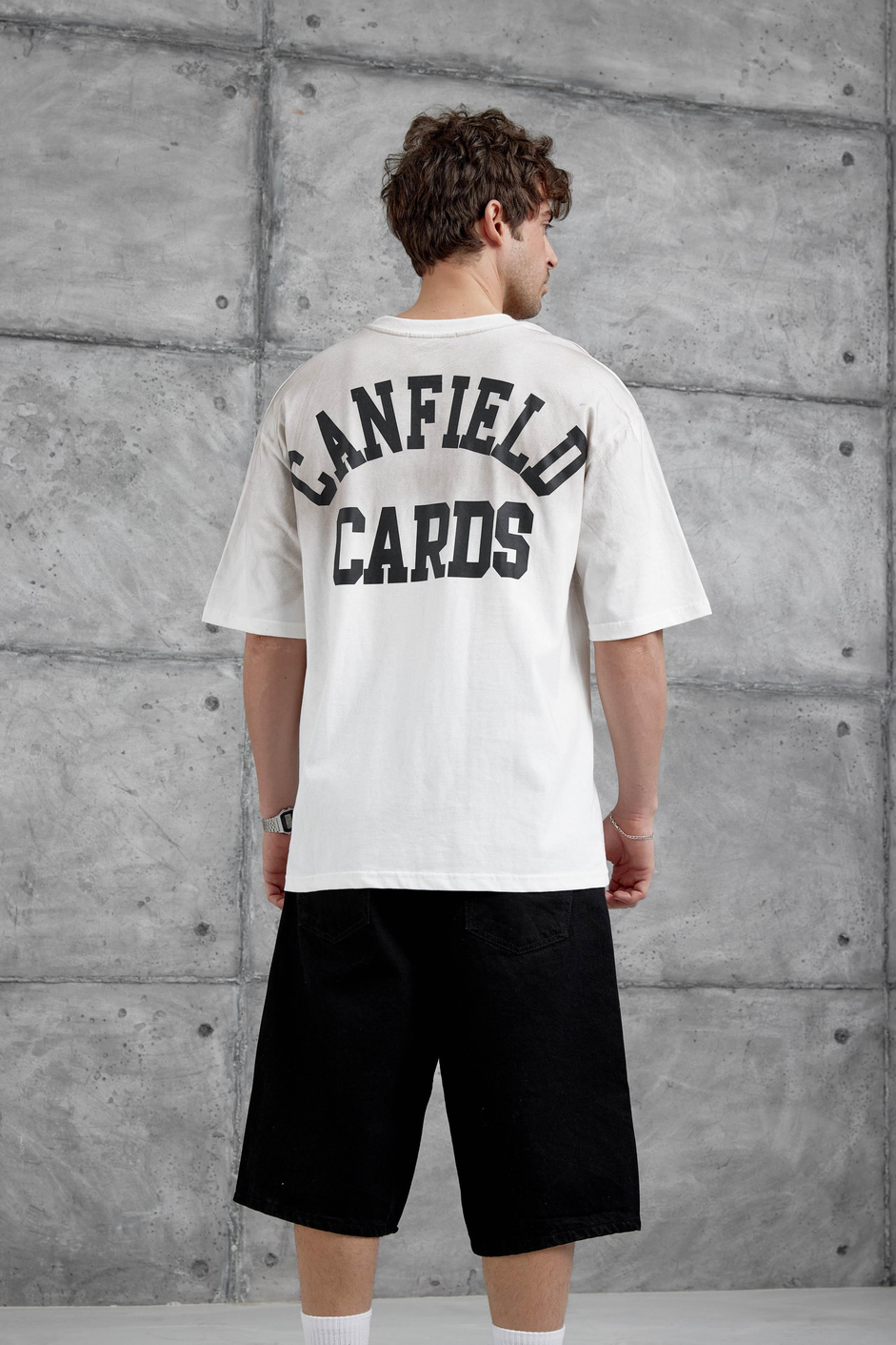 Beyaz Canfield Card Yazılı Oversize Tshirt