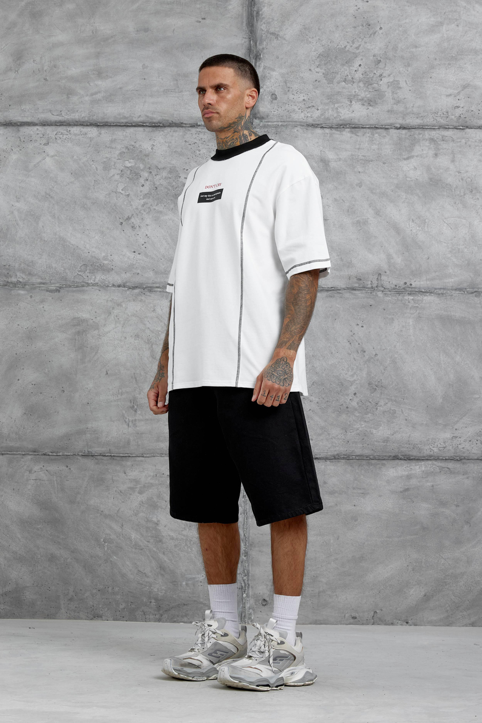 Beyaz Dont Cry Baskılı Oversize Tshirt