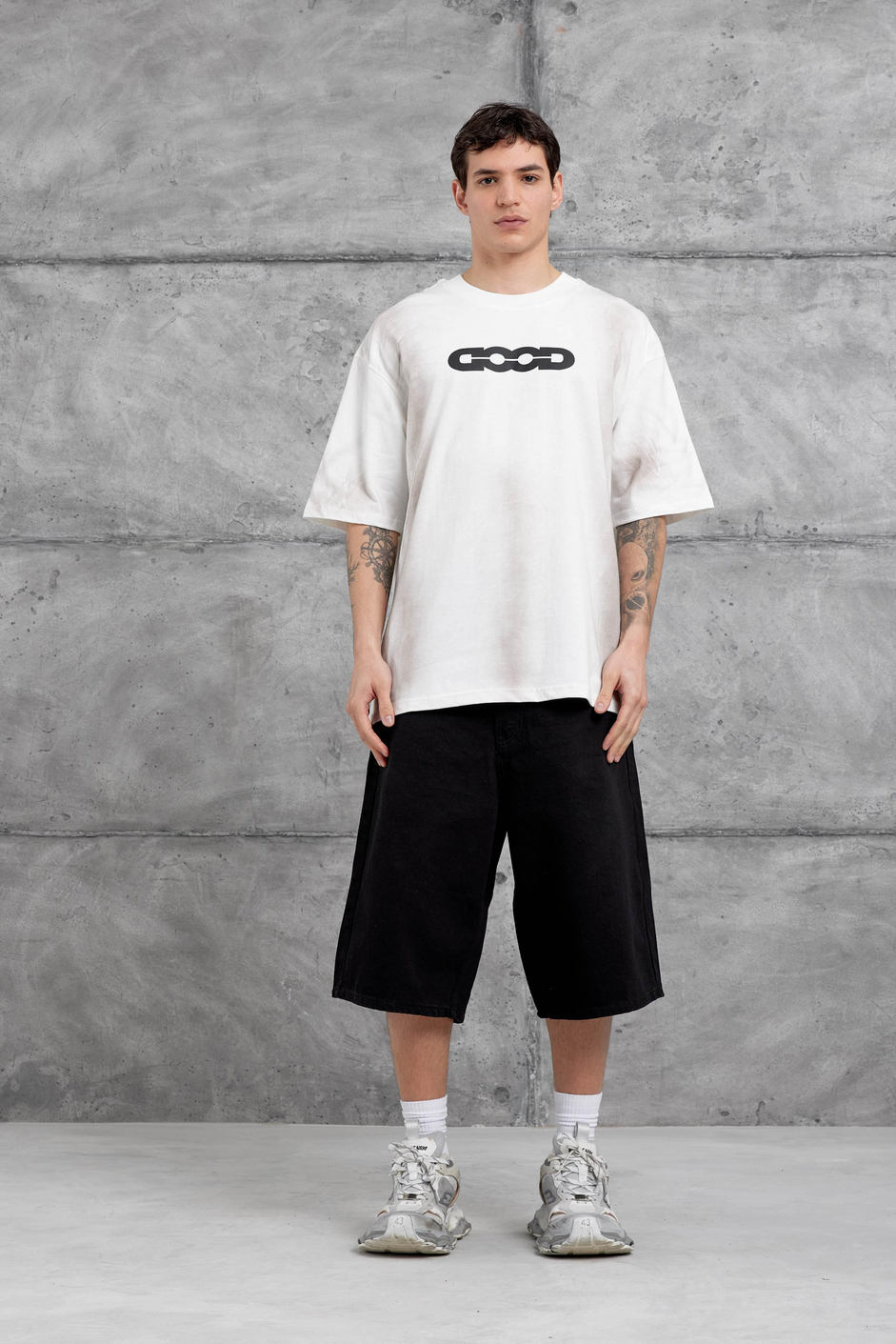 Beyaz Dood Yazılı Oversize Tshirt