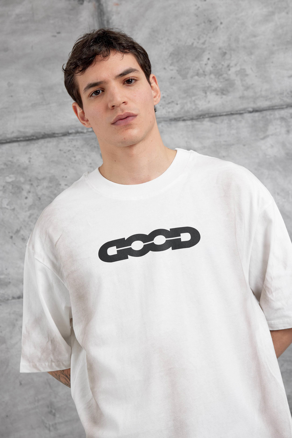 Beyaz Dood Yazılı Oversize Tshirt