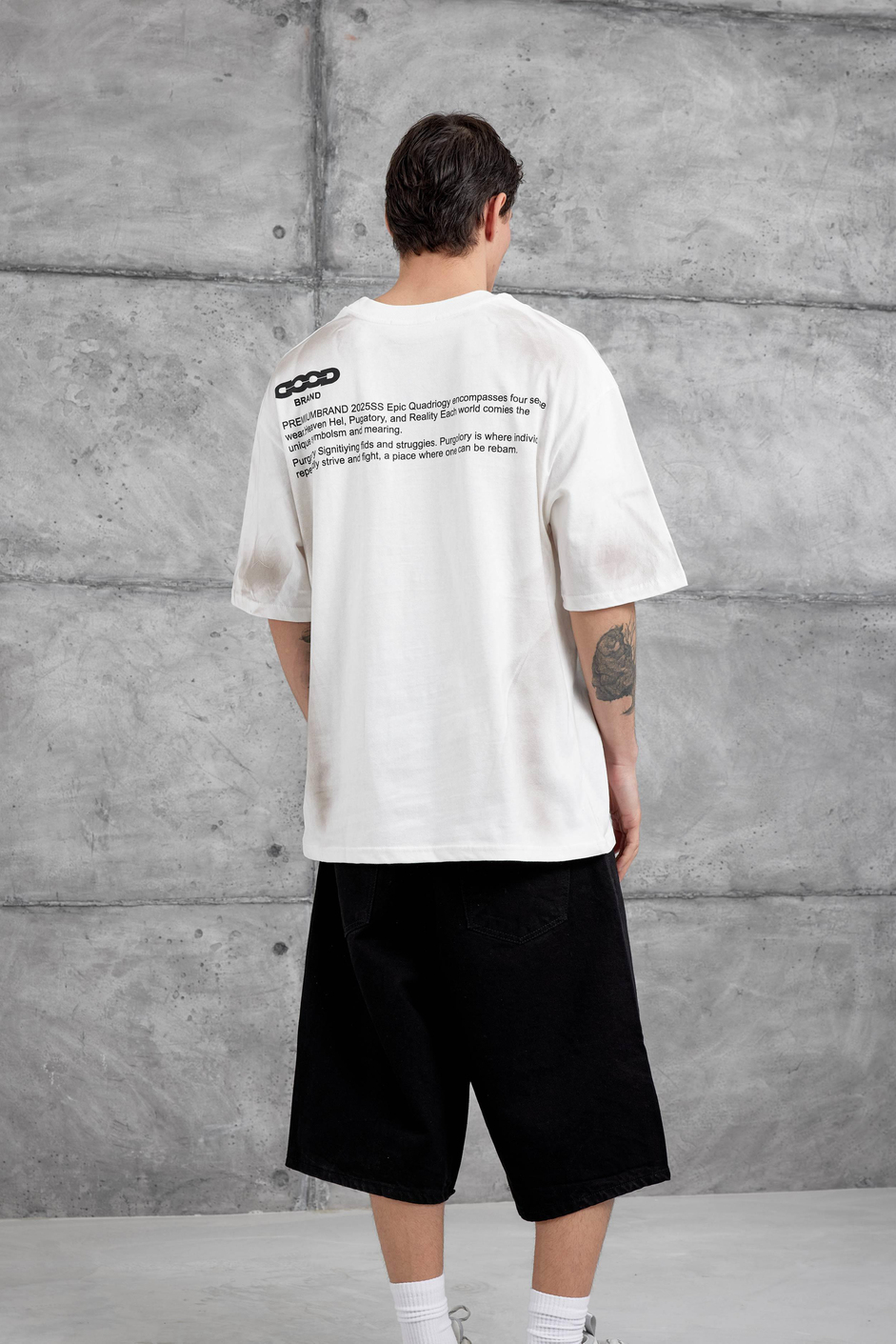 Beyaz Good Yazılı Oversize Tshirt