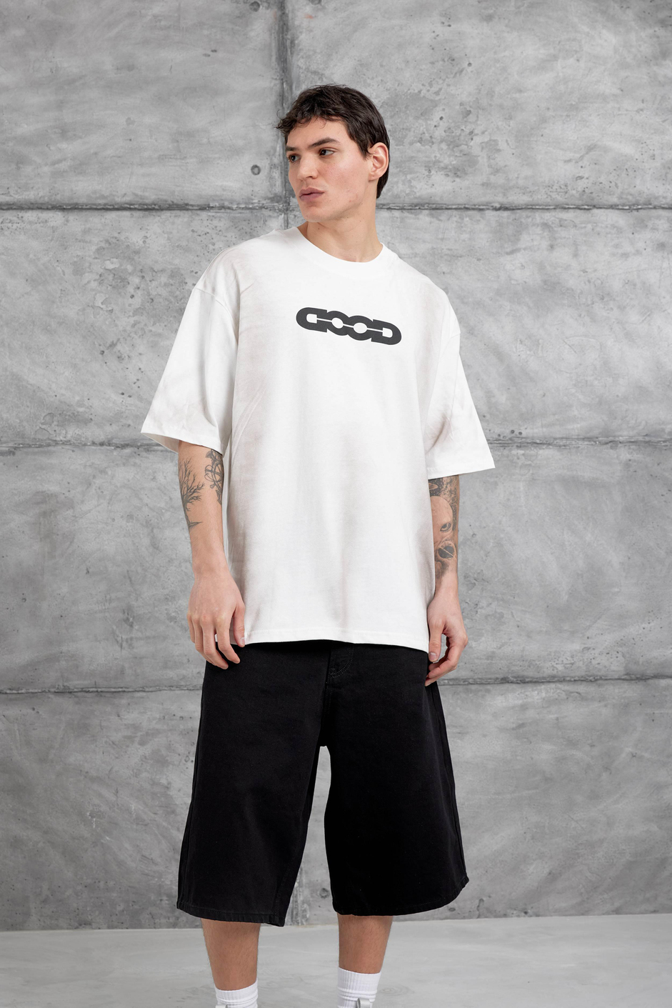 Beyaz Dood Yazılı Oversize Tshirt