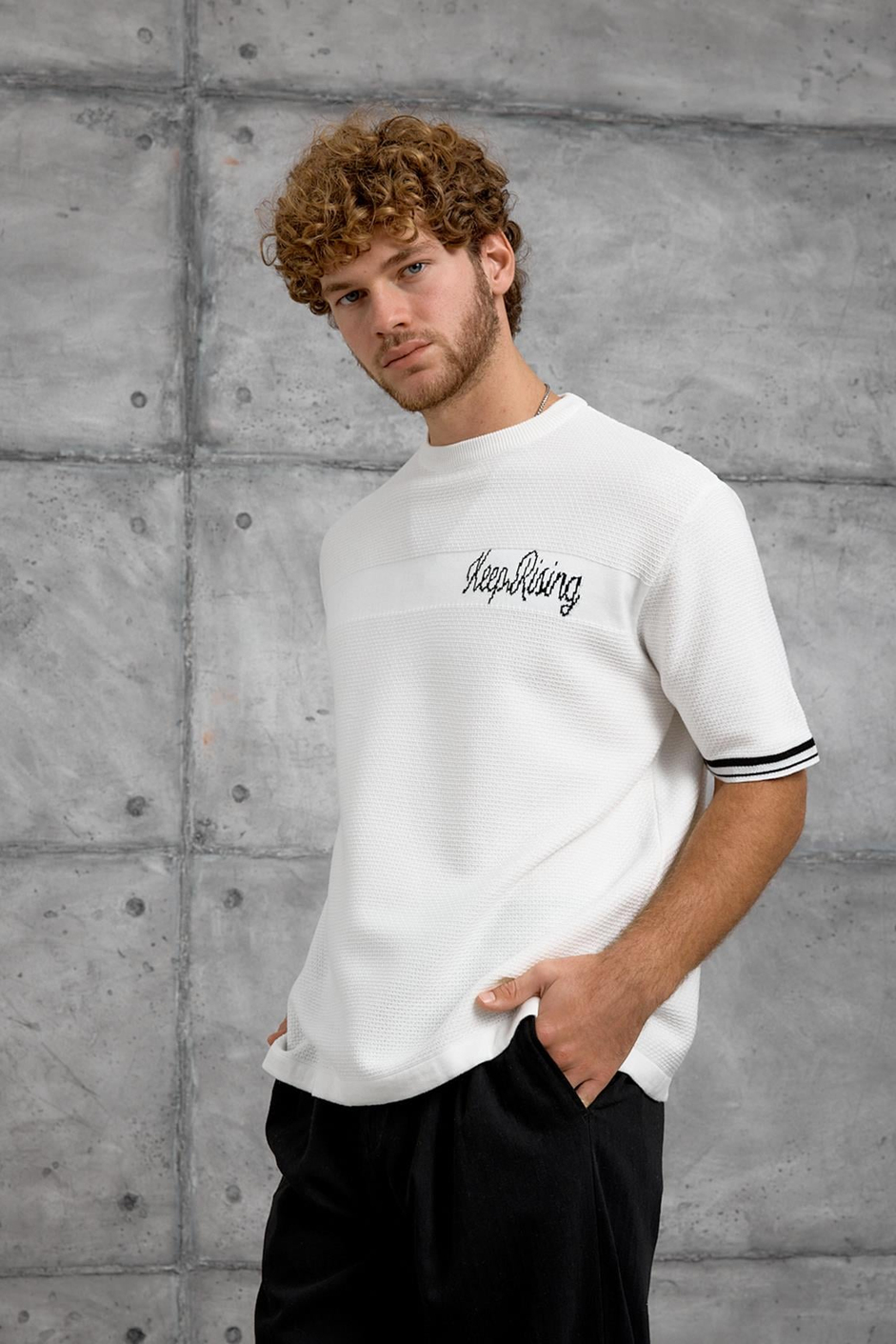 Beyaz DP BİSİKLET YALA TRİKO TSHIRT