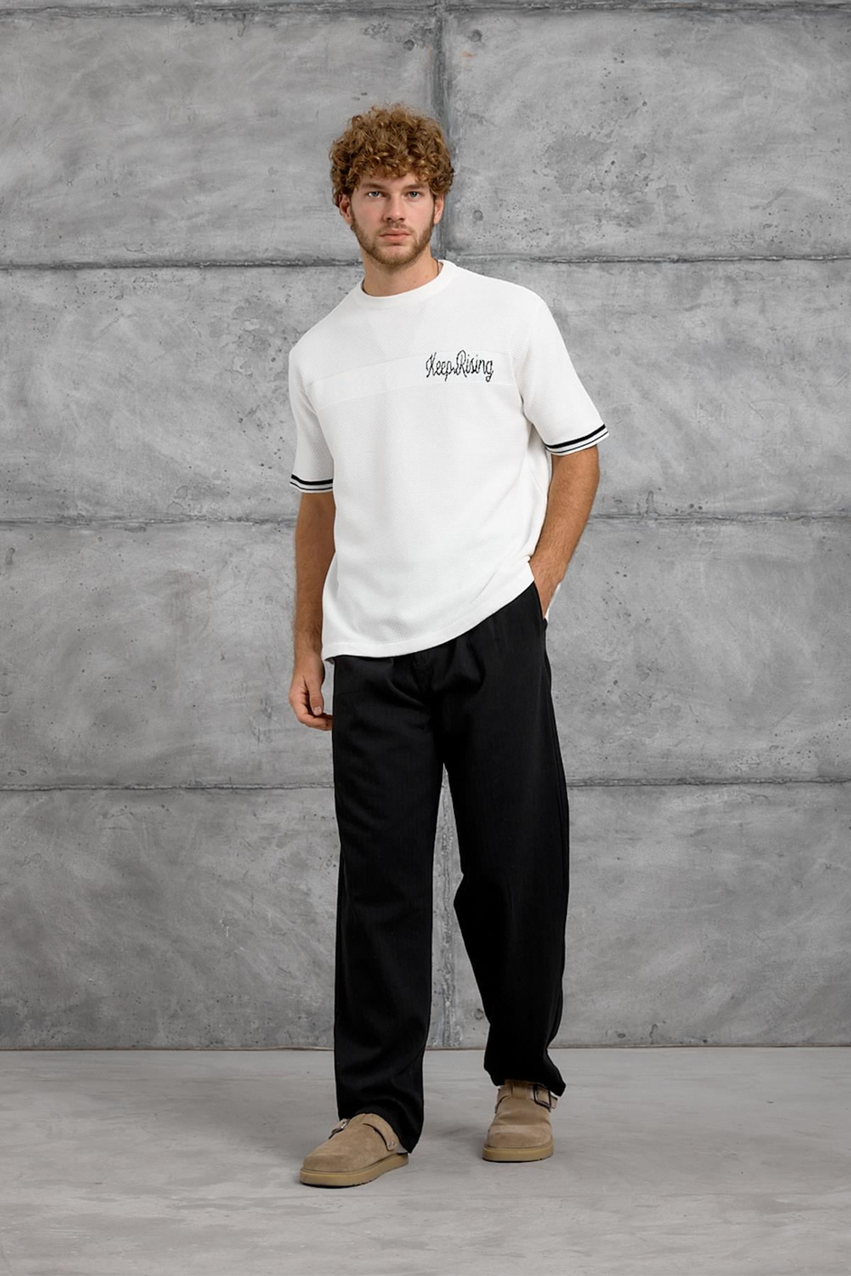 Beyaz DP BİSİKLET YALA TRİKO TSHIRT