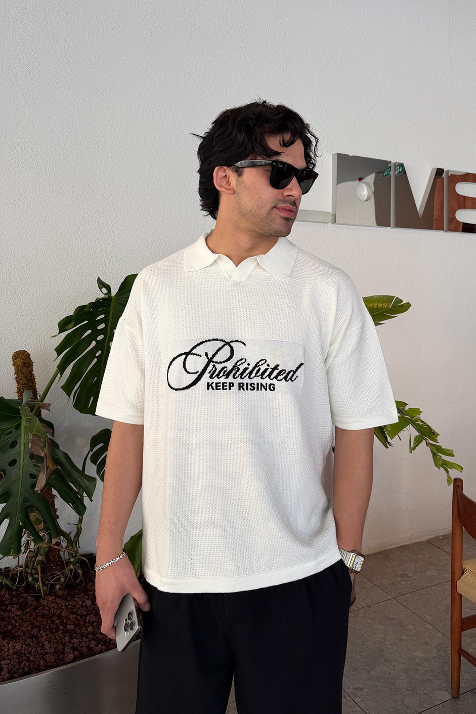 Beyaz DP KEEP BAKILI TRİKO TSHIRT