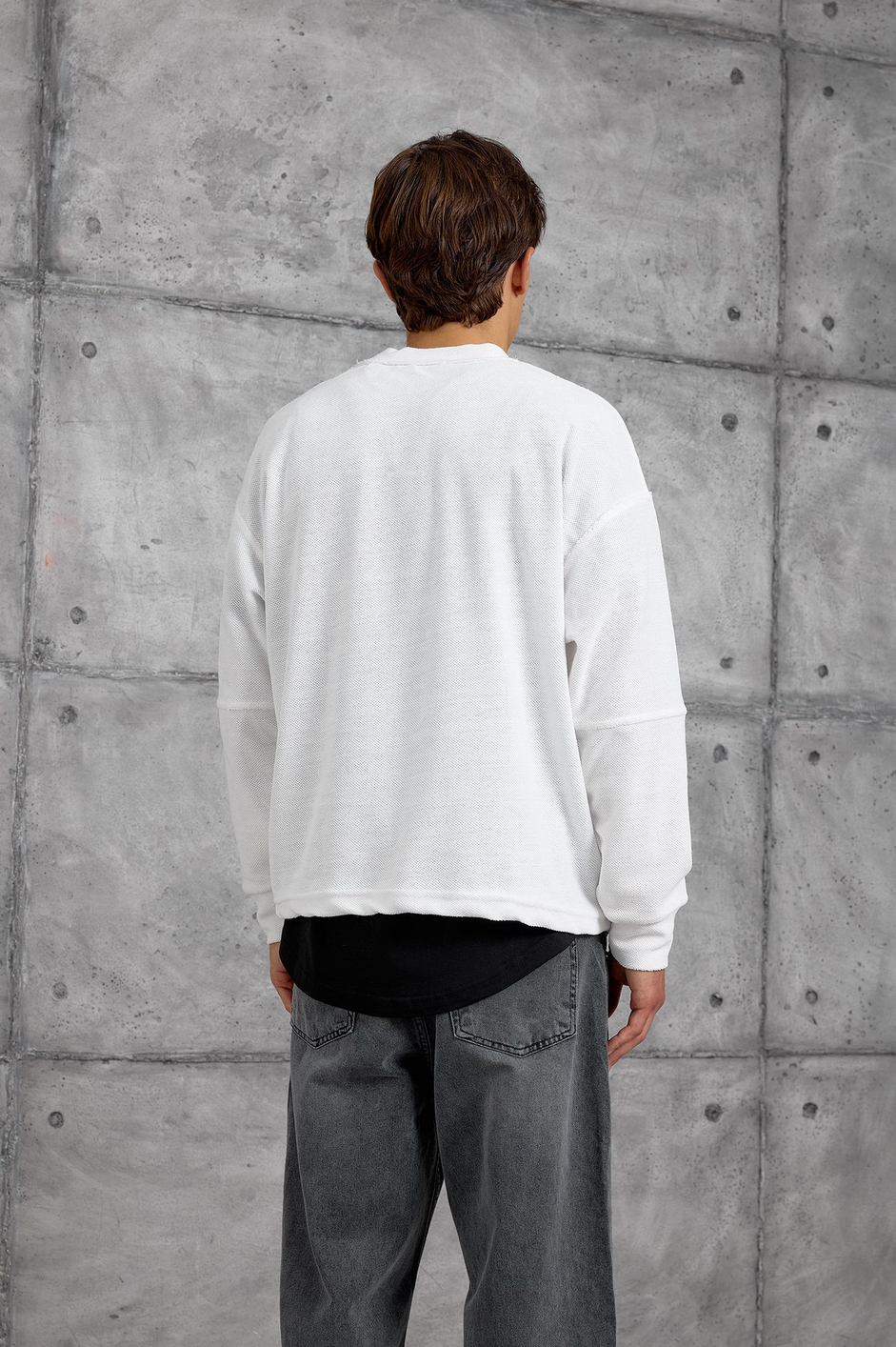 Beyaz DREAMS BASKI DOKUMA KUMAŞ OVERSIZE SWEATSHIRT