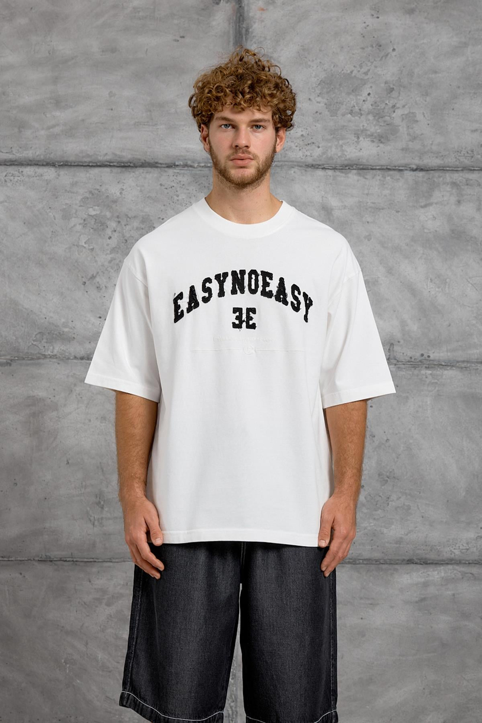 Beyaz EASY BASKI OVERSIZE TSHIRT