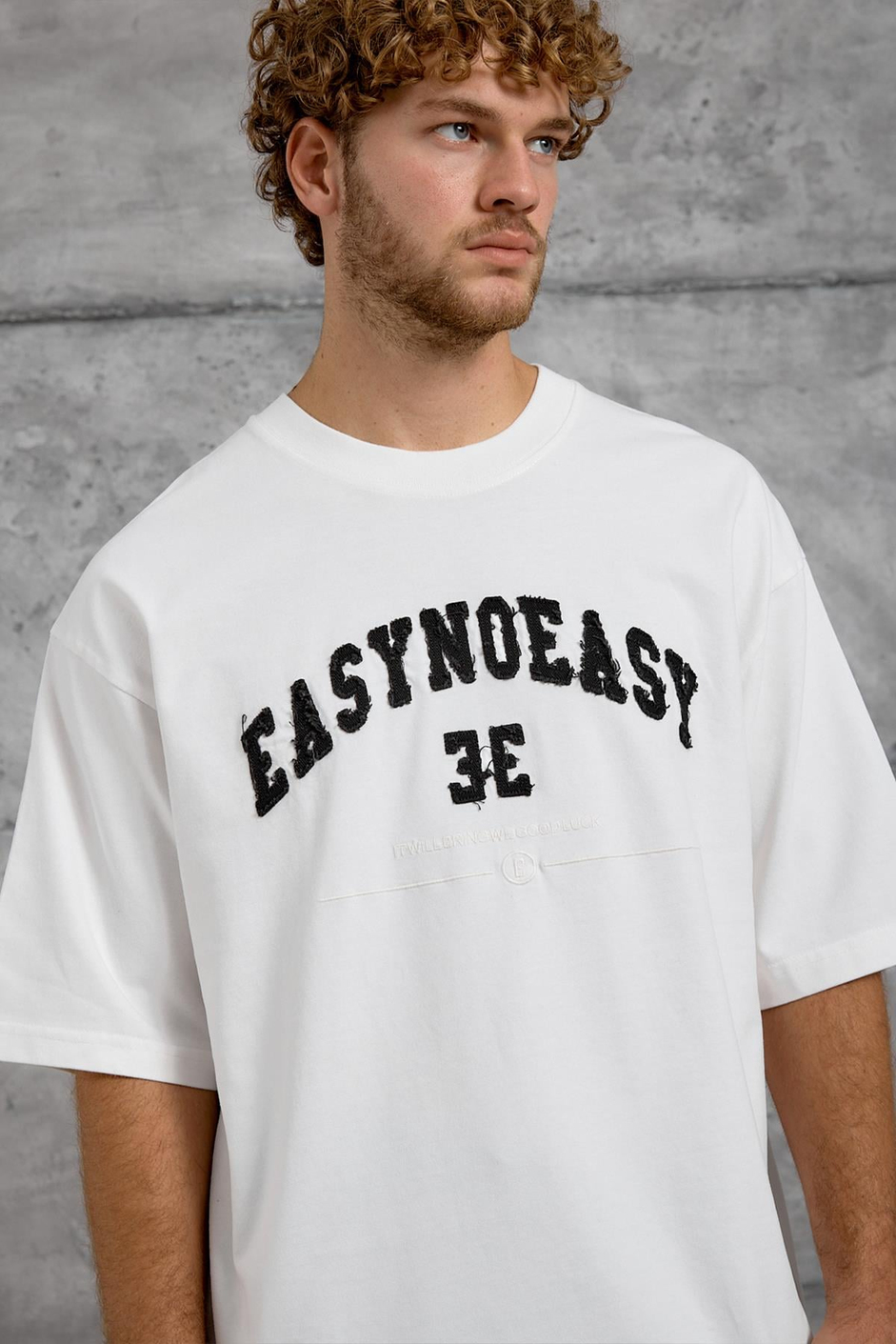 Beyaz EASY BASKI OVERSIZE TSHIRT