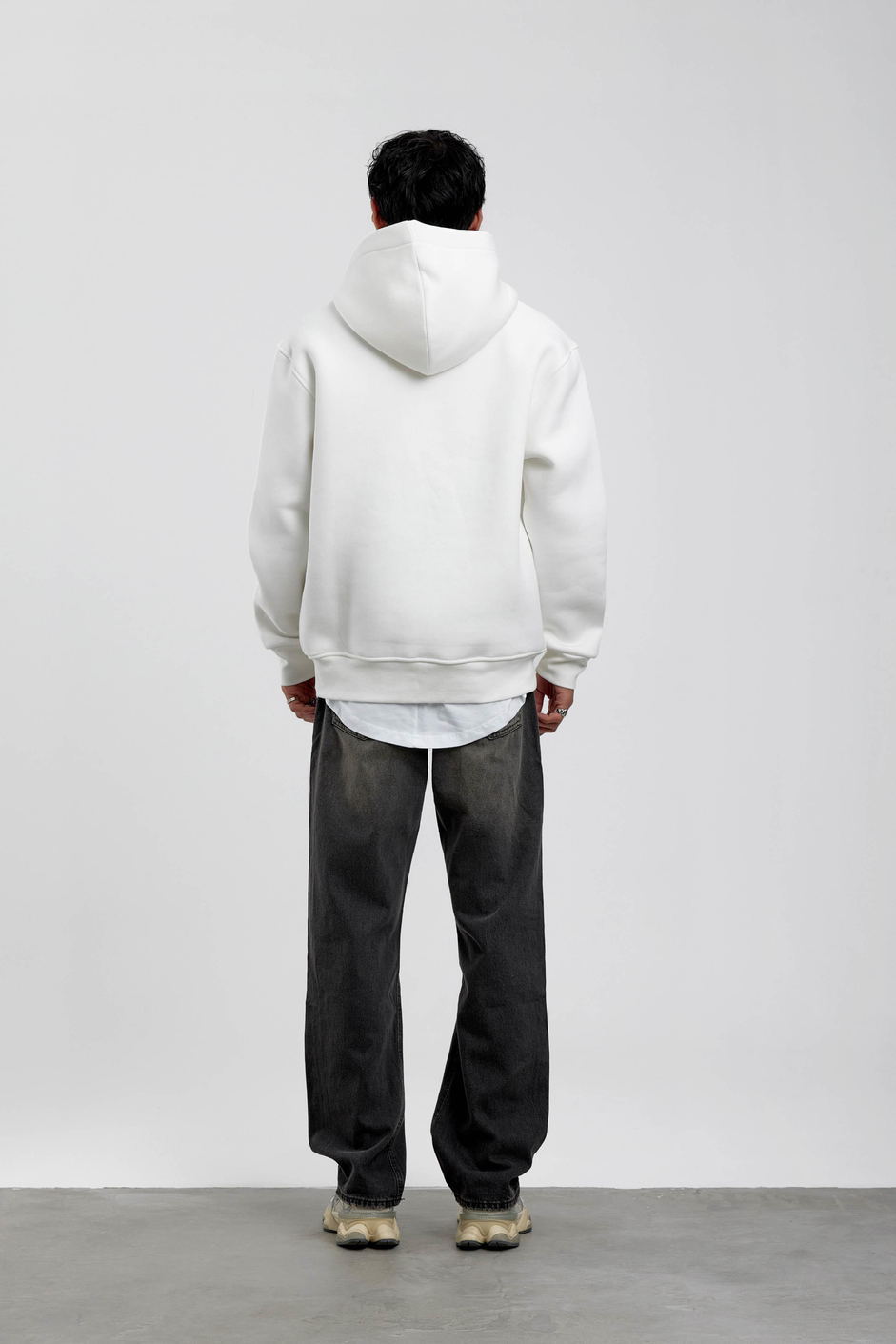 Beyaz El Baskılı Kapüşonlu Sweatshirt