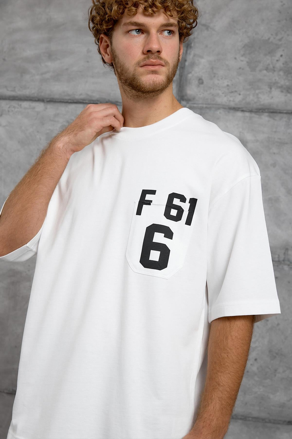 Beyaz F61 BASKI OVERSIZE TSHIRT