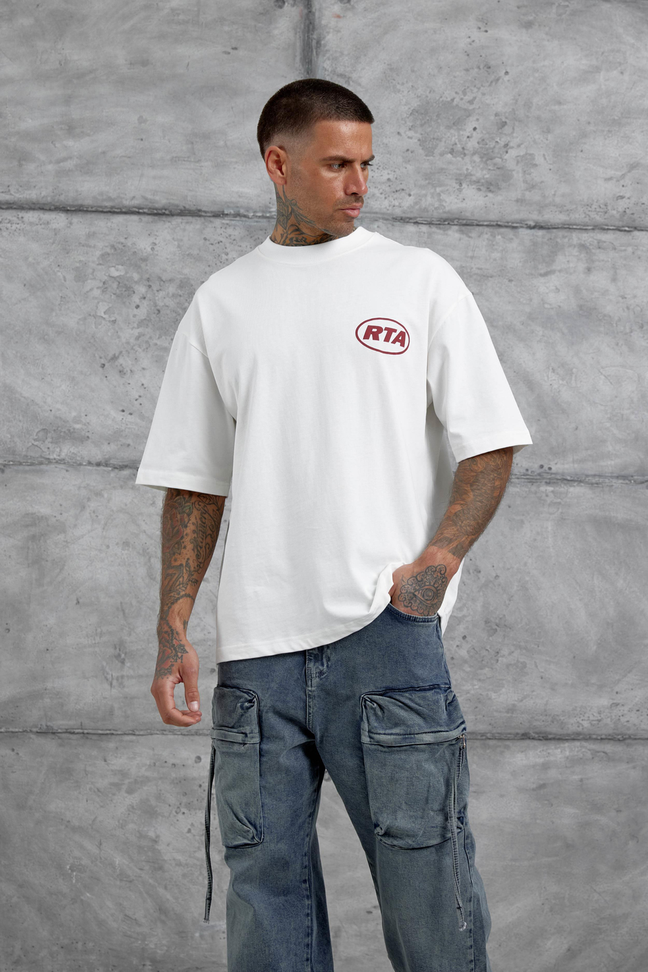 Beyaz First Your Mind Yazılı Oversize Tshirt