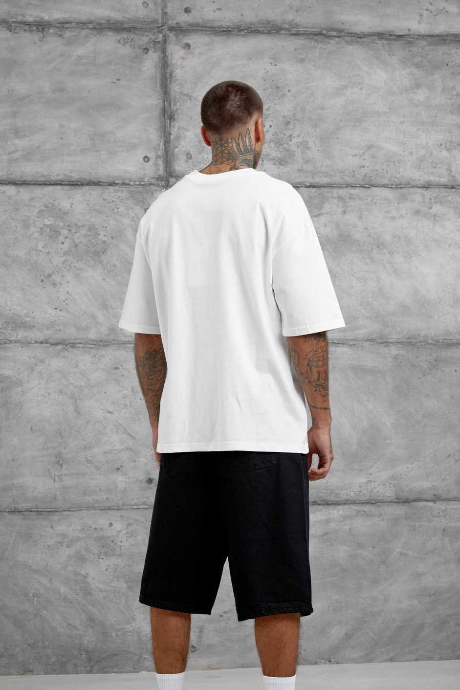 Beyaz Gabserine Yazılı Oversize Tshirt