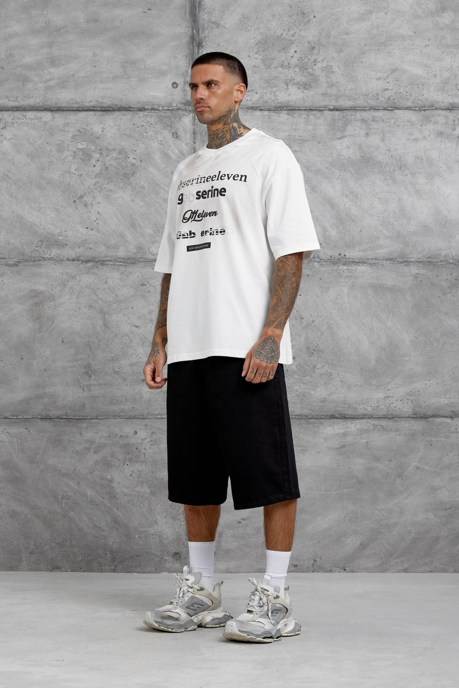 Beyaz Gabserine Yazılı Oversize Tshirt
