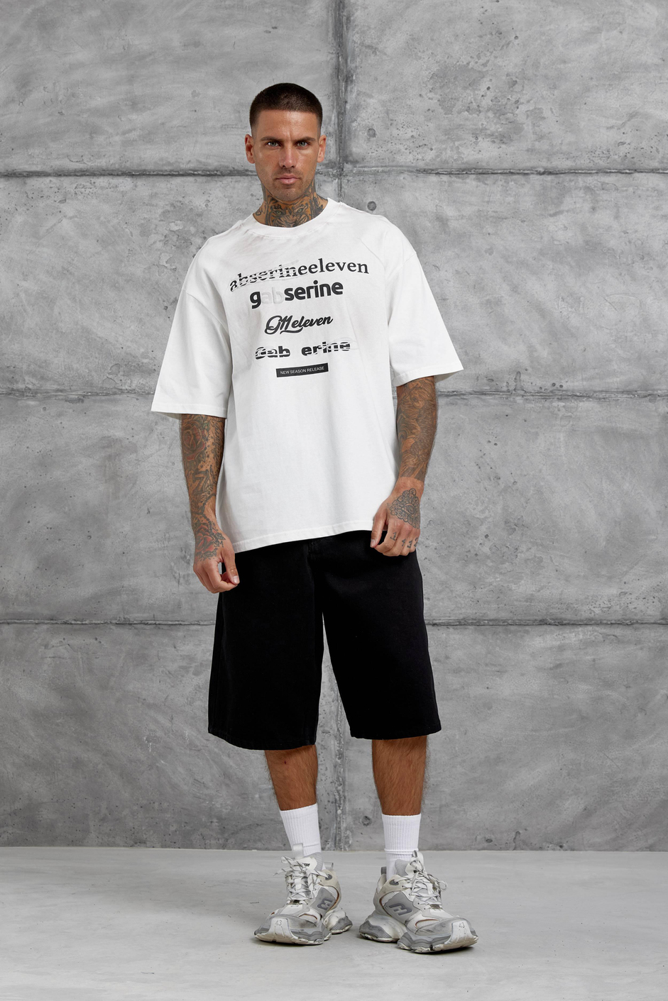 Beyaz Gabserine Yazılı Oversize Tshirt