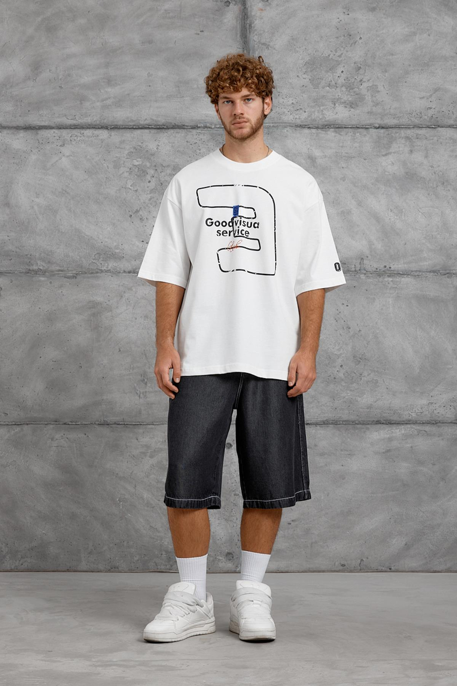 Beyaz GOODVISIUL BASKI OVERSIZE TSHIRT