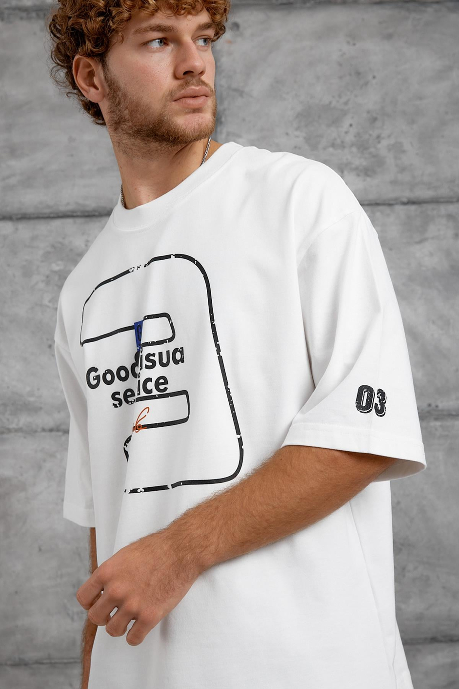 Beyaz GOODVISIUL BASKI OVERSIZE TSHIRT