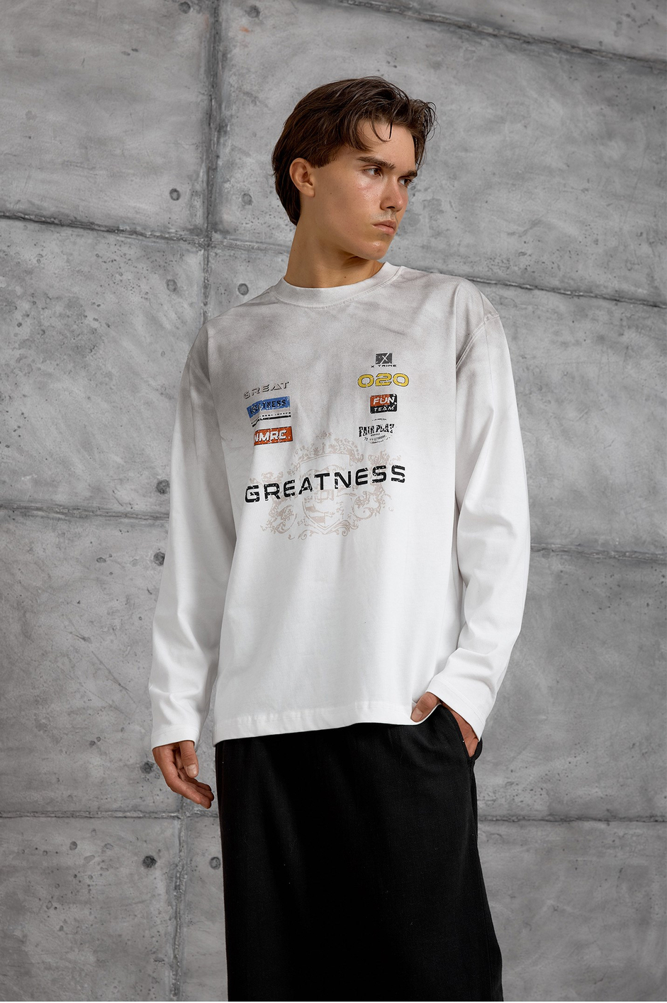 Beyaz GREATNESS BASKI OVERSIZE SWEATSHIRT