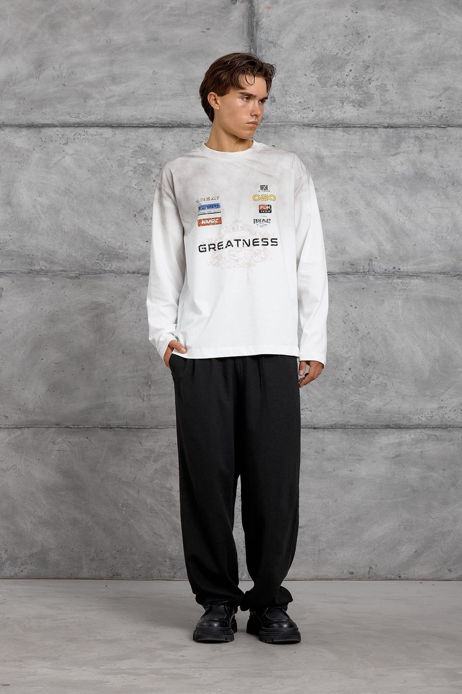 Beyaz GREATNESS BASKI OVERSIZE SWEATSHIRT