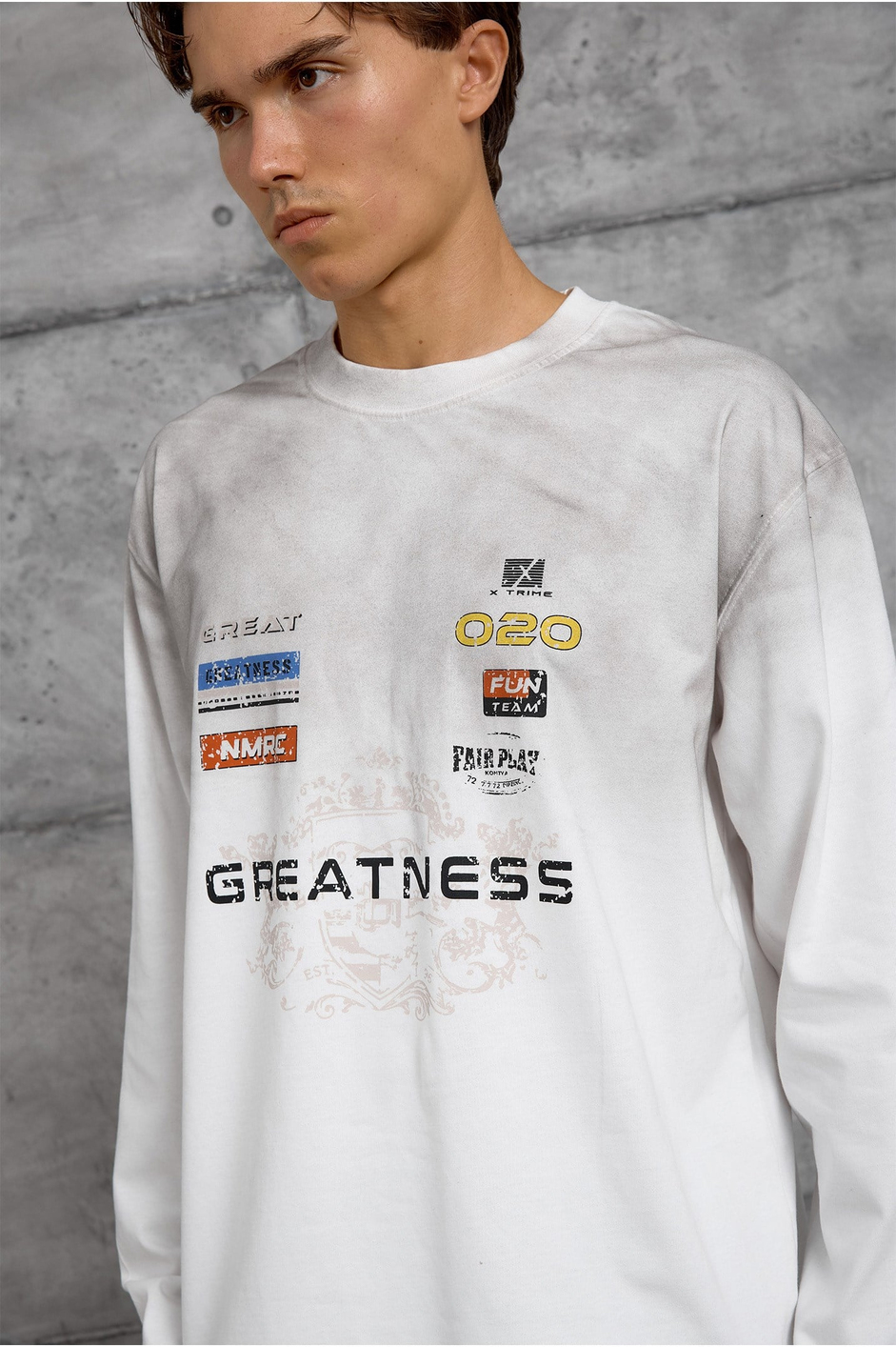 Beyaz GREATNESS BASKI OVERSIZE SWEATSHIRT