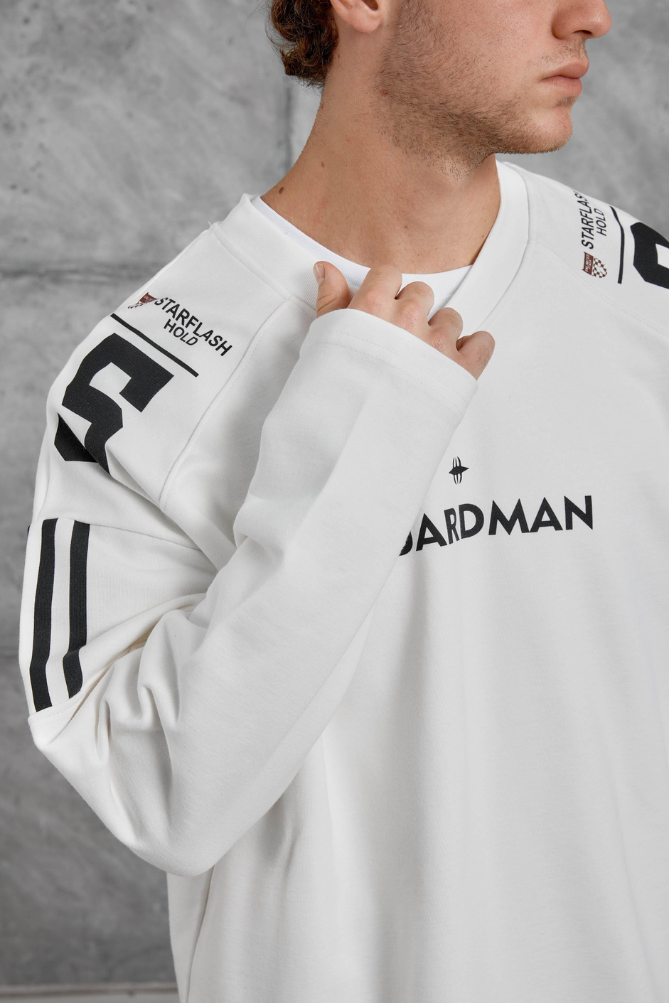 Beyaz GUARDMAN BASKILI OVERSİZE SWEATSHİRT