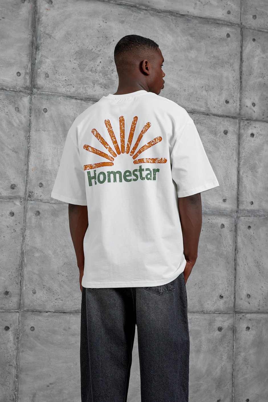 Beyaz Homestar Baskılı Oversize Tshirt
