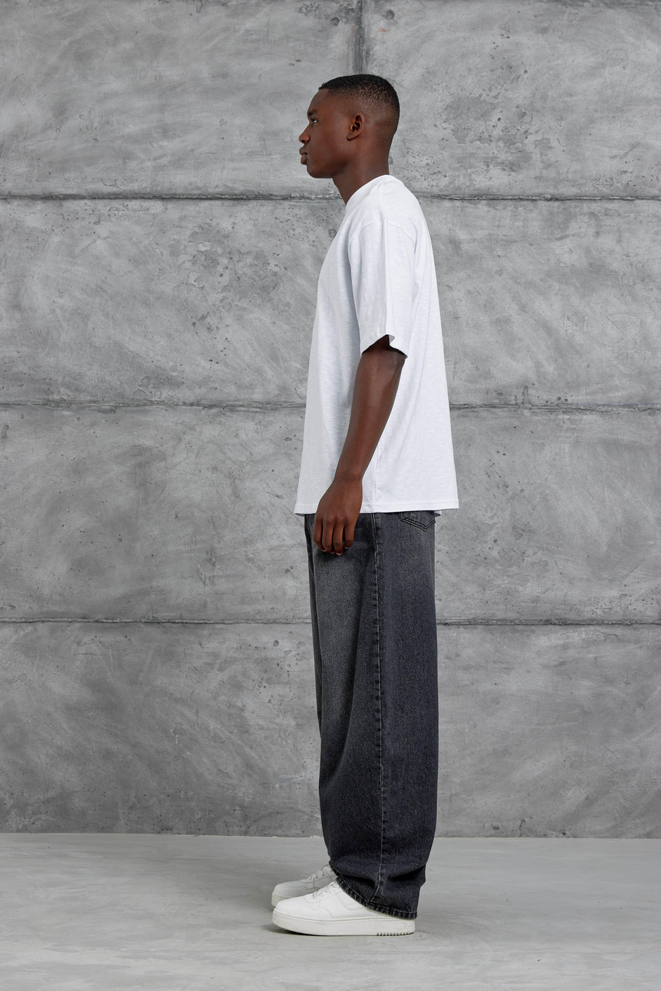 Beyaz III Baskılı Flamlı Kumaş Oversize Tshirt