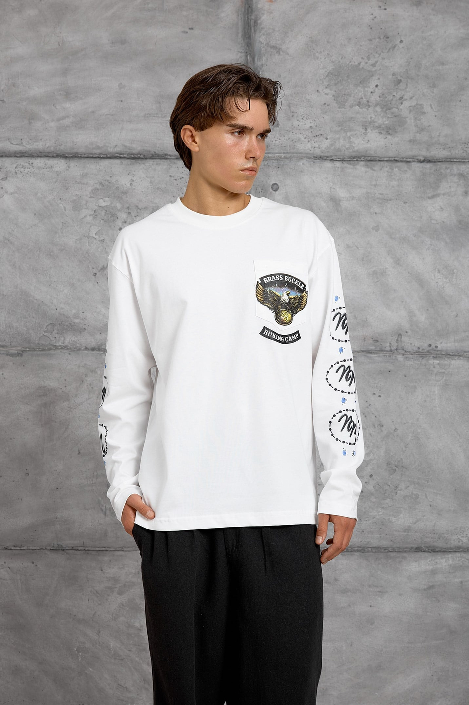 Beyaz KARTAL BASKI SWEATSHIRT