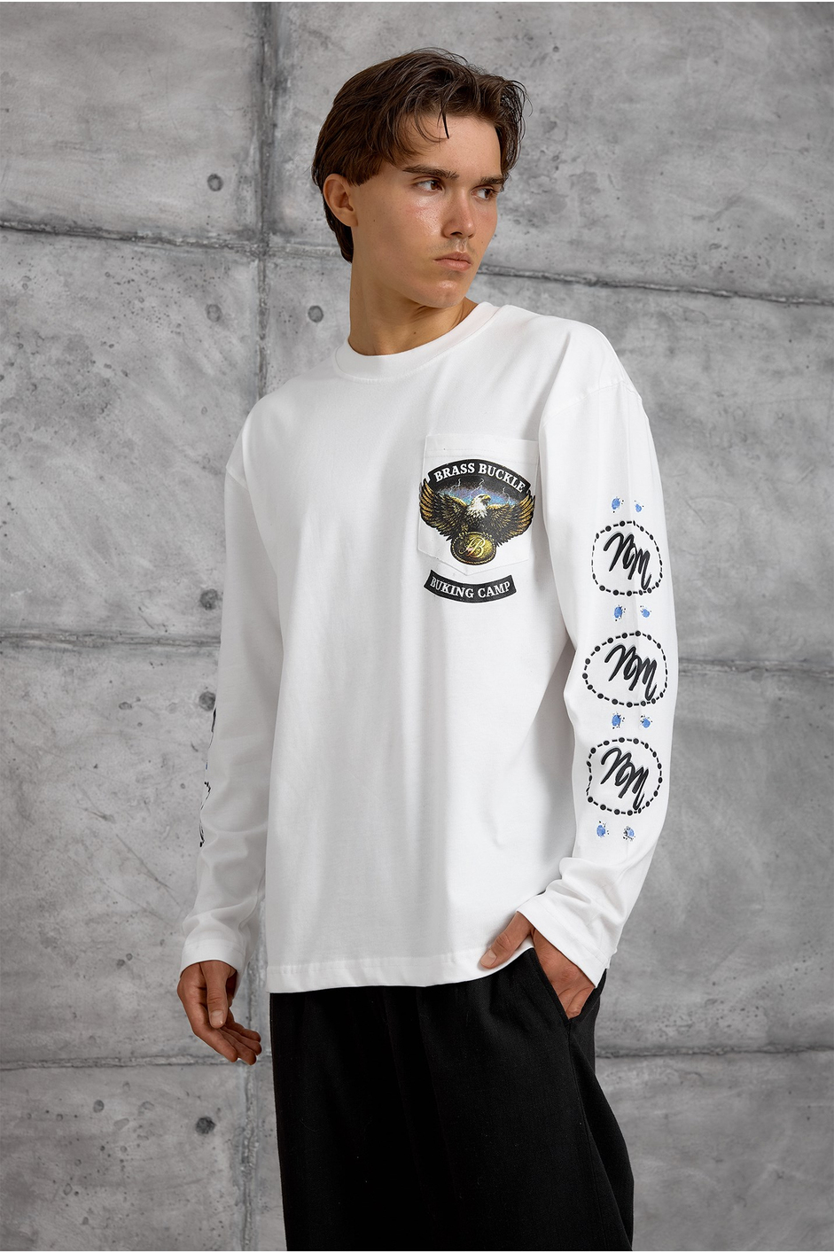 Beyaz KARTAL BASKI SWEATSHIRT